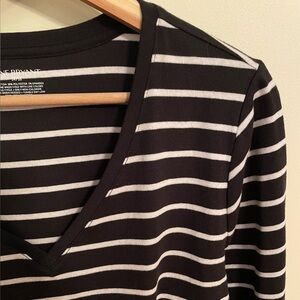 Lane Bryant Long Sleeve Striped V Neck T-Shirt